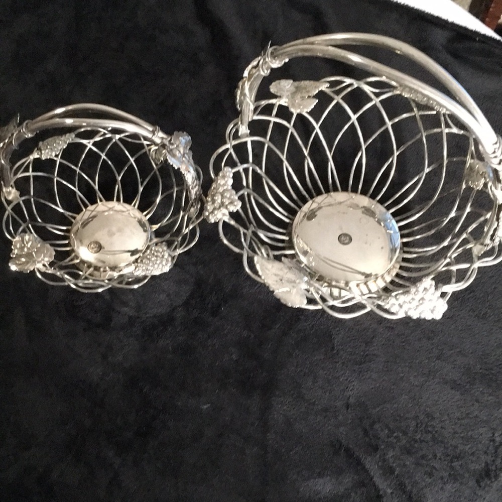 Godinger Silver Company heavy silver plated lattice type work handle baskets